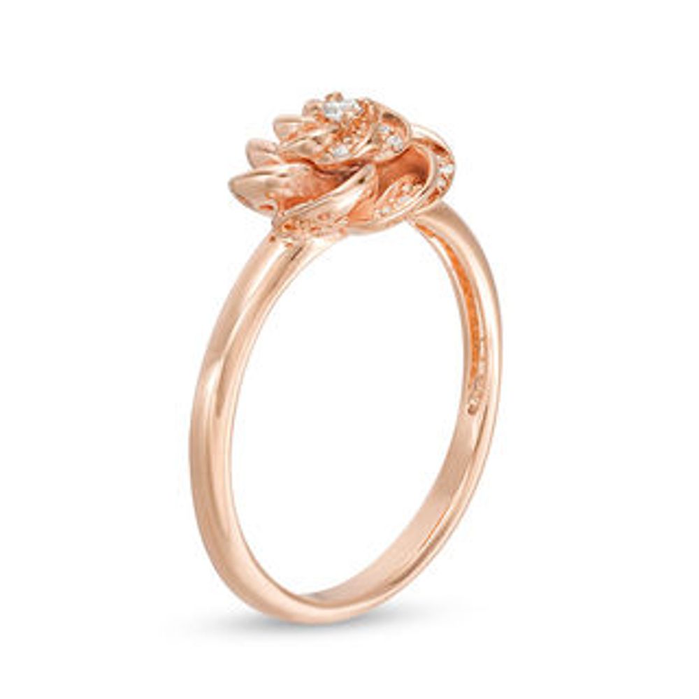 0.10 CT. T.W. Diamond Double Flower Ring in 10K Rose Gold|Peoples Jewellers