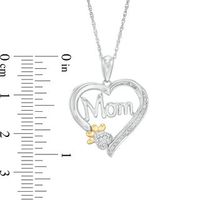 Diamond Accent "Mom" Heart Dog Paw Print Pendant in Sterling Silver and 10K Gold|Peoples Jewellers