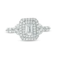 1.45 CT. T.W. Emerald-Cut  Diamond Double Frame Engagement Ring in 14K White Gold|Peoples Jewellers