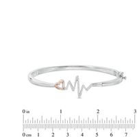 0.18 CT. T.W. Diamond Heartbeat and Heart Bangle in Sterling Silver and 10K Rose Gold|Peoples Jewellers