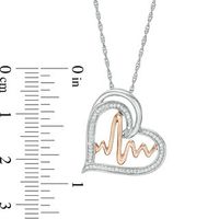 0.115 CT. T.W. Diamond Heartbeat in Tilted Heart Pendant in Sterling Silver with 14K Rose Gold Plate|Peoples Jewellers