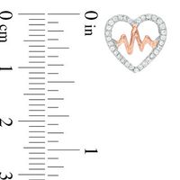 0.18 CT. T.W. Diamond Heartbeat in Heart Stud Earrings in Sterling Silver and 10K Rose Gold|Peoples Jewellers
