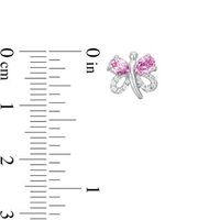 Pear-Shaped Lab-Created Pink and White Sapphire Butterfly Stud Earrings in Sterling Silver|Peoples Jewellers