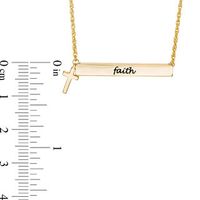 "faith" Bar with Cross Charm Necklace in 10K Gold|Peoples Jewellers