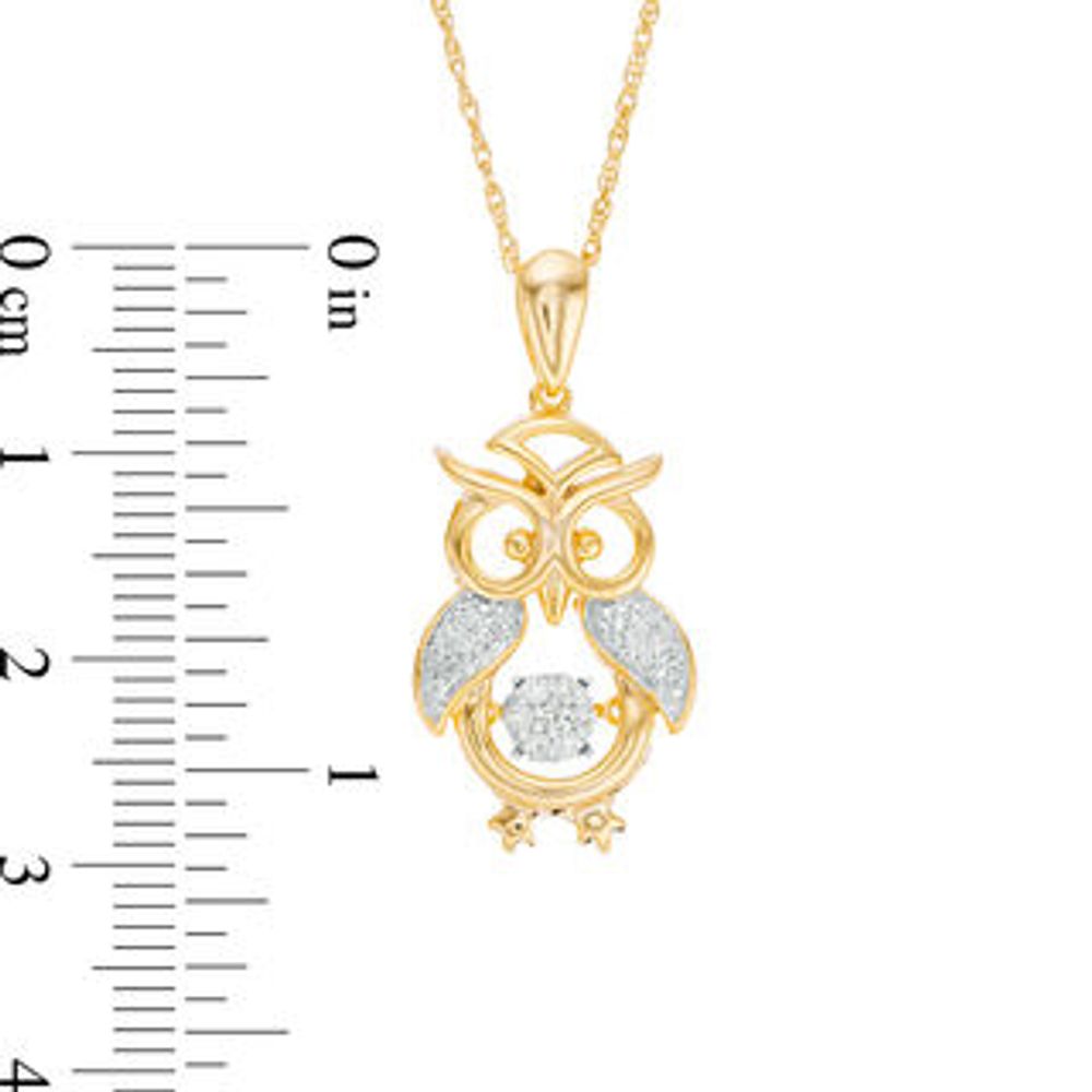 Unstoppable Love™ 0.065 CT. T.W. Diamond Owl Pendant in Sterling Silver with 14K Gold Plate|Peoples Jewellers