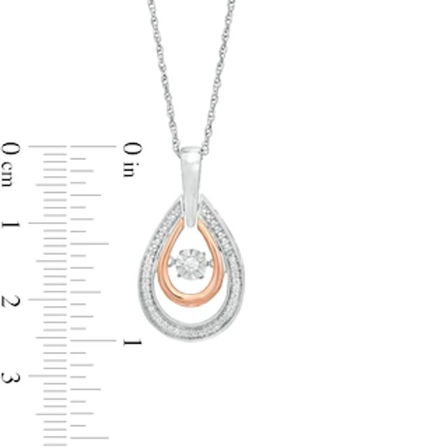 Unstoppable Love™ 0.086 CT. T.W. Diamond Double Teardrop Pendant in Sterling Silver and 10K Rose Gold|Peoples Jewellers