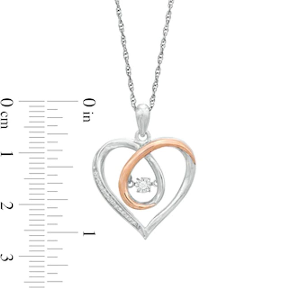 Unstoppable Love™ 0.065 CT. T.W. Diamond Looping Heart Pendant in Sterling Silver and 10K Rose Gold|Peoples Jewellers