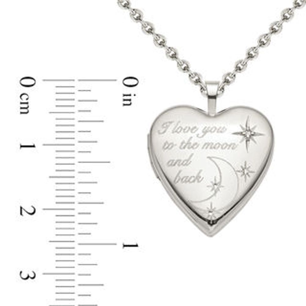 Diamond Accent "I love you to the moon and back" Heart Locket in Sterling Silver|Peoples Jewellers