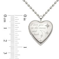 Diamond Accent "I love you to the moon and back" Heart Locket in Sterling Silver|Peoples Jewellers