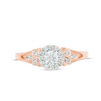 0.29 CT. T.W. Diamond Frame Leaf Sides Ring in 10K Rose Gold|Peoples Jewellers