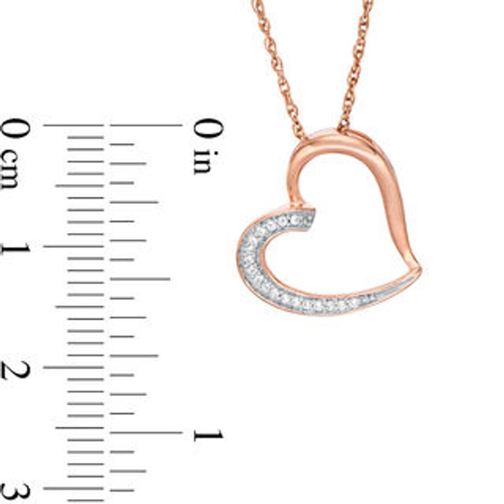0.04 CT. T.W. Diamond Tilted Heart Pendant in 10K Rose Gold|Peoples Jewellers