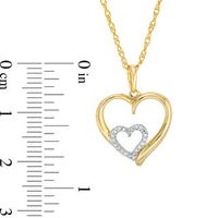 0.04 CT. T.W. Diamond Double Heart Pendant in 10K Gold|Peoples Jewellers