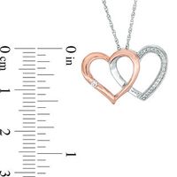 0.04 CT. T. W. Diamond Interlocking Hearts Pendant in Sterling Silver and 10K Rose Gold|Peoples Jewellers