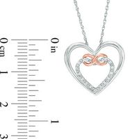 0.04 CT. T.W. Diamond Double Heart Entwined Infinity Pendant in Sterling Silver and 10K Rose Gold|Peoples Jewellers