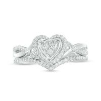 0.22 CT. T.W. Diamond Heart Frame Twist Bridal Set in 10K White Gold|Peoples Jewellers