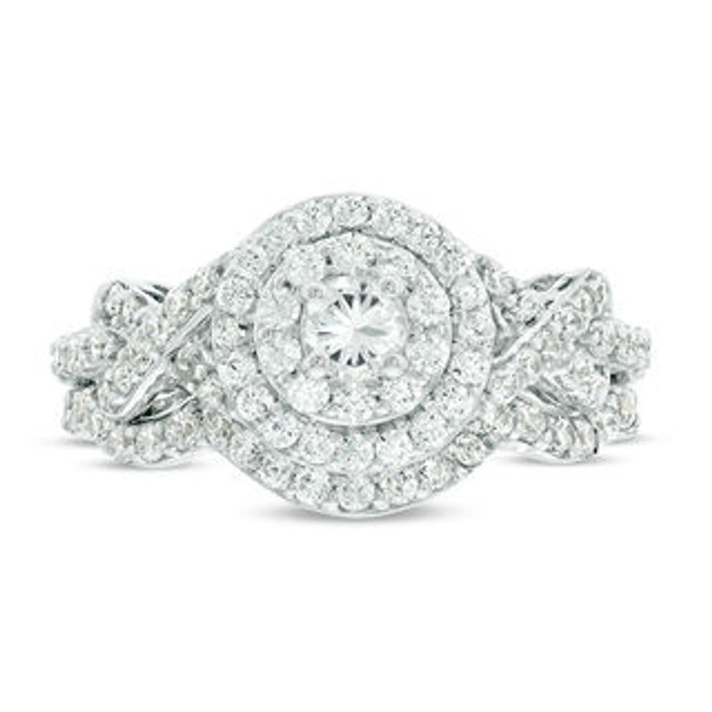 0.92 CT. T.W. Diamond Bypass Double Frame Twist Bridal Set in 10K White Gold|Peoples Jewellers