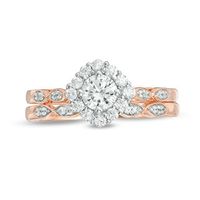 0.58 CT. T.W. Diamond Tilted Cushion Frame Bridal Set in 10K Rose Gold|Peoples Jewellers