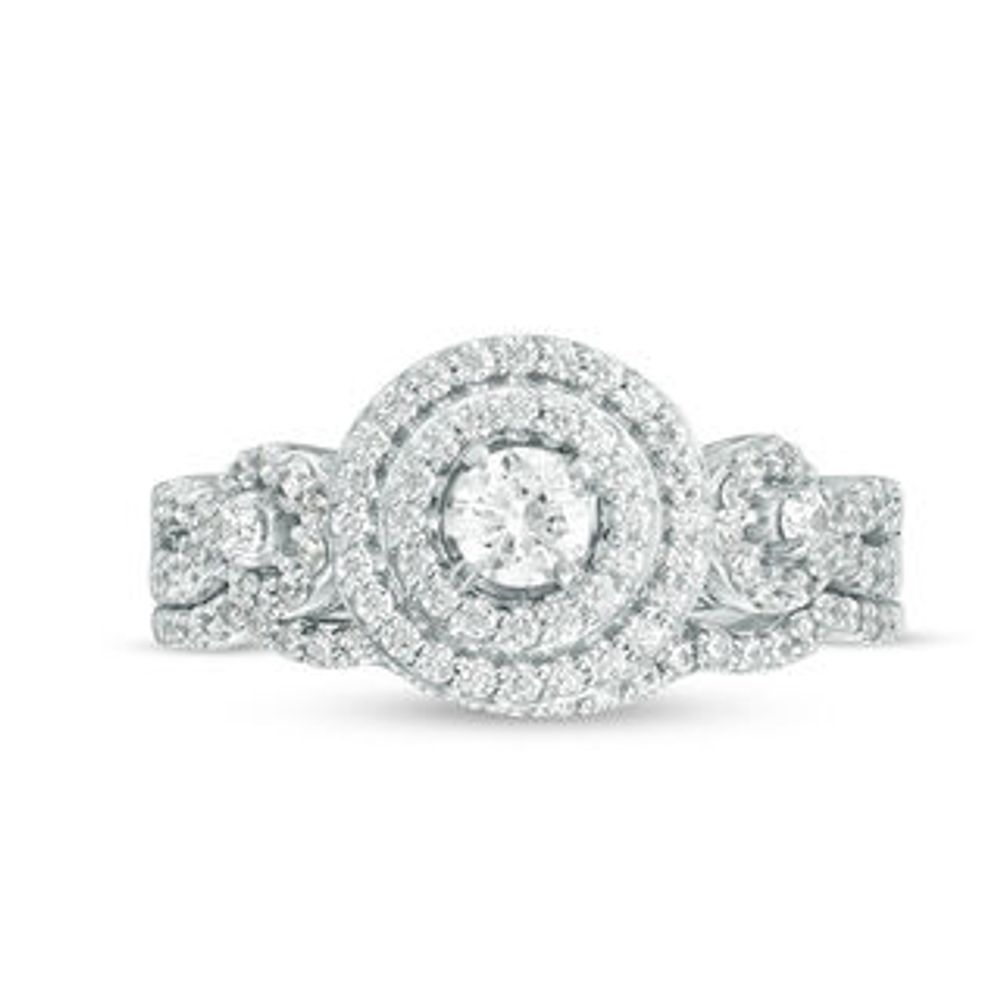 0.69 CT. T.W. Diamond Double Frame Twist Bridal Set in 10K White Gold|Peoples Jewellers