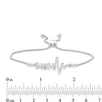 Diamond Accent "MOM" Heartbeat Bolo Bracelet in Sterling Silver - 9.5"|Peoples Jewellers