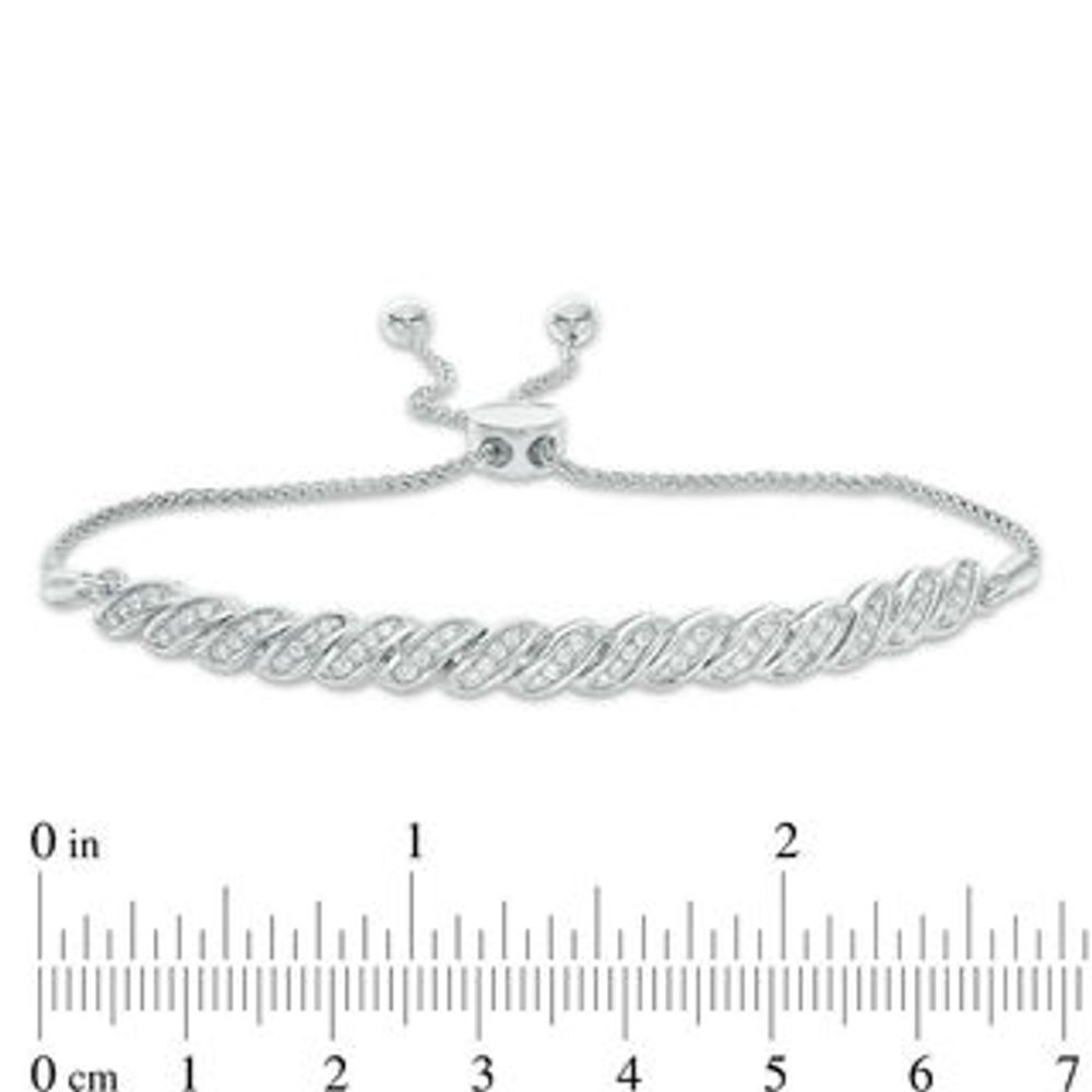 0.37 CT. T.W. Diamond "S" Curve Bolo Bracelet in Sterling Silver - 9.5"|Peoples Jewellers