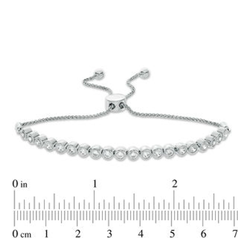 1.45 CT. T.W. Diamond Bezel-Set Bolo Bracelet in 10K White Gold - 9.5"|Peoples Jewellers