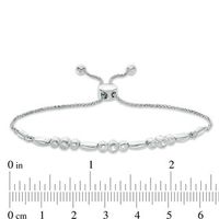 0.23 CT. T.W. Diamond Circle Station Bolo Bracelet in 10K White Gold - 9.5"|Peoples Jewellers