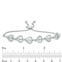 0.065 CT. T.W. Diamond Sideways Heart Link Bolo Bracelet in Sterling Silver - 9.5"|Peoples Jewellers