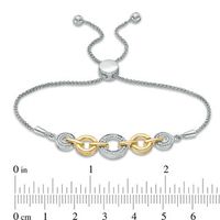 0.067 CT. T.W. Diamond Alternating Circles Bolo Bracelet in Sterling Silver and 10K Gold - 9.5"|Peoples Jewellers