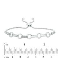 0.29 CT. T.W. Diamond Circle Link Bolo Bracelet in Sterling Silver - 9.5"|Peoples Jewellers