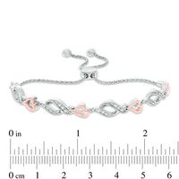 0.04 CT. T.W. Diamond Sideways Heart and Flame Link Bolo Bracelet in Sterling Silver and 10K Rose Gold - 9.5"|Peoples Jewellers