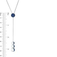 Lab-Created Blue Sapphire Full and Crescent Three Moon "Y" Necklace in Sterling Silver - 38"|Peoples Jewellers