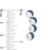 Lab-Created Blue Sapphire Crescent Four Moon Curved Crawler Earrings in Sterling Silver|Peoples Jewellers