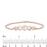 Lab-Created White Sapphire Moon Phases Double Strand Bracelet in Sterling Silver with 14K Rose Gold Plate - 7.5"|Peoples Jewellers