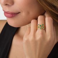 Lab-Created Emerald Orbit Ring in Sterling Silver with 14K Gold Plate|Peoples Jewellers