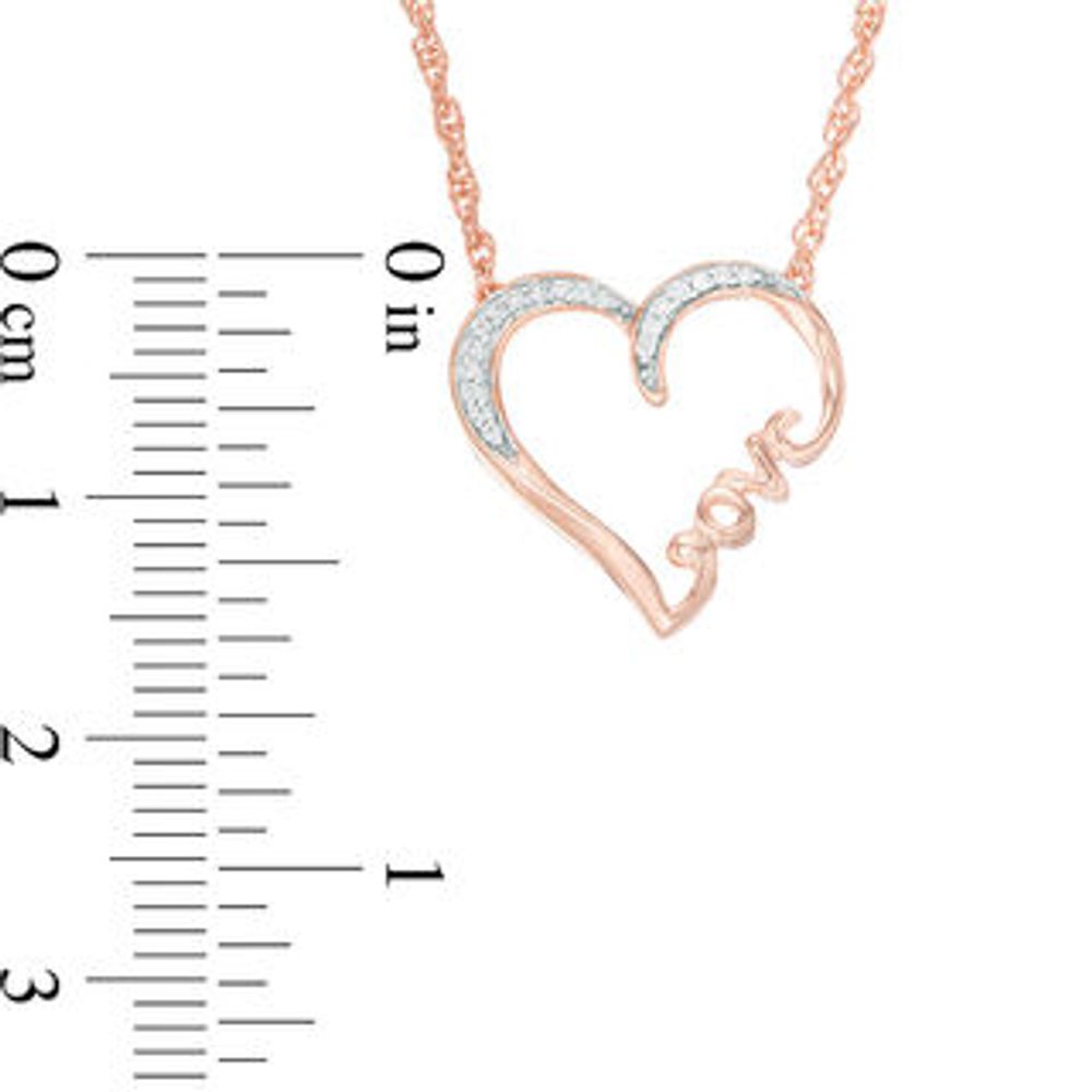 0.066 CT. T.W. Diamond Heart "Love" Necklace in 10K Rose Gold|Peoples Jewellers