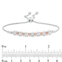 0.065 CT. T.W. Diamond Alternating Circle and Bar Bolo Bracelet in Sterling Silver and 10K Rose Gold - 9.5"|Peoples Jewellers