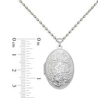 Flower-Pattern Oval Locket in Sterling Silver|Peoples Jewellers