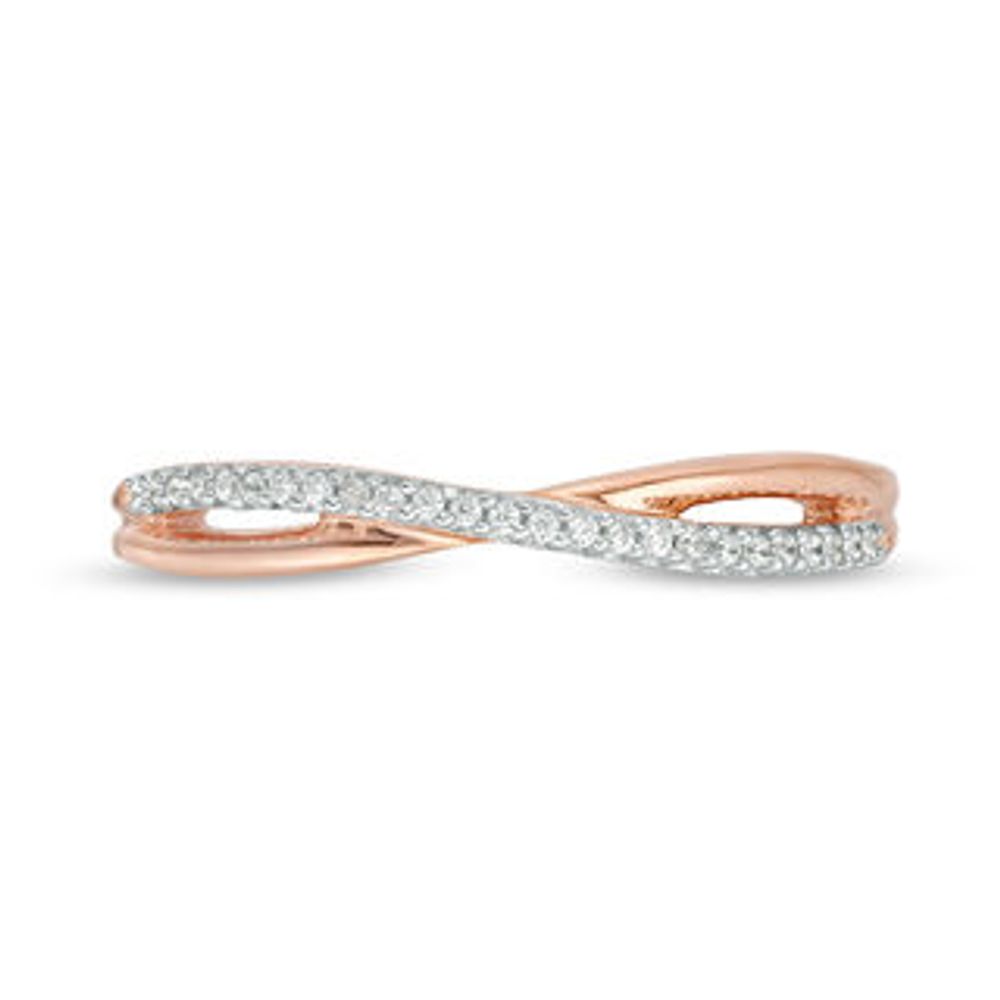 0.115 CT. T.W. Enhanced Black and White Diamond Reversible Crossover Band in 10K Rose Gold|Peoples Jewellers