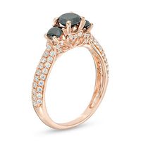 1.45 CT. T.W. Enhanced Black and White Diamond Past Present Future® Multi-Row Engagement Ring in 14K Rose Gold|Peoples Jewellers