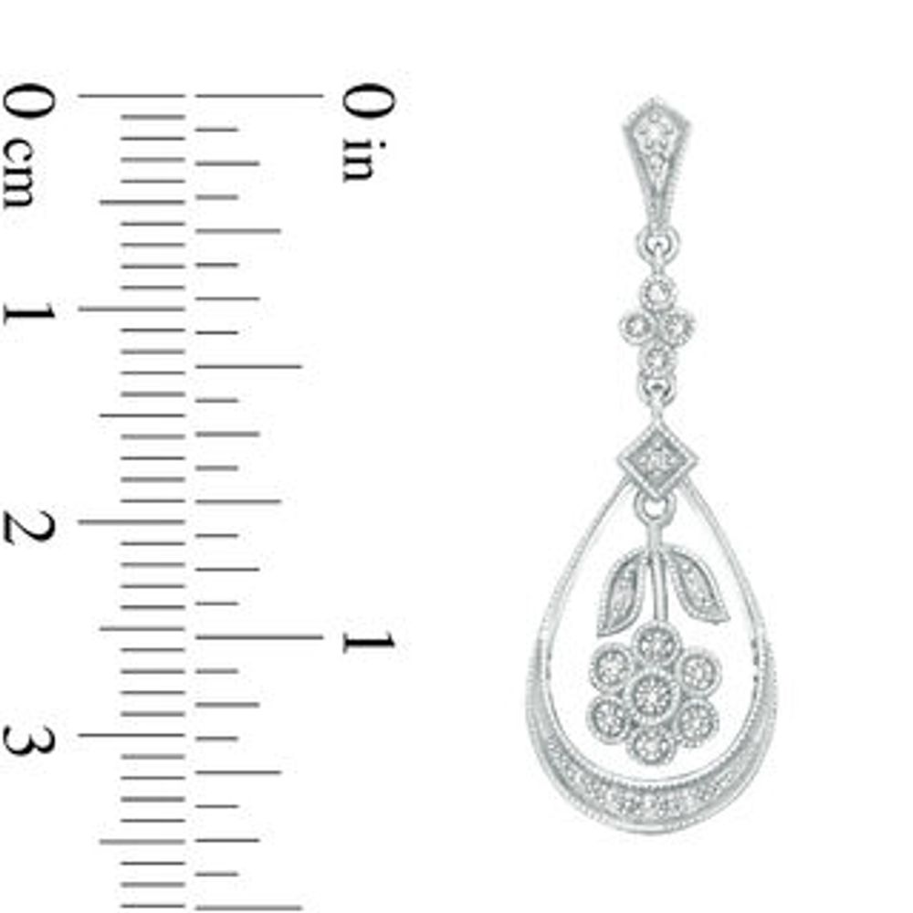 0.085 CT. T.W. Diamond Inverted Flower Teardrop Earrings in Sterling Silver|Peoples Jewellers