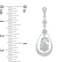 0.085 CT. T.W. Diamond Inverted Flower Teardrop Earrings in Sterling Silver|Peoples Jewellers