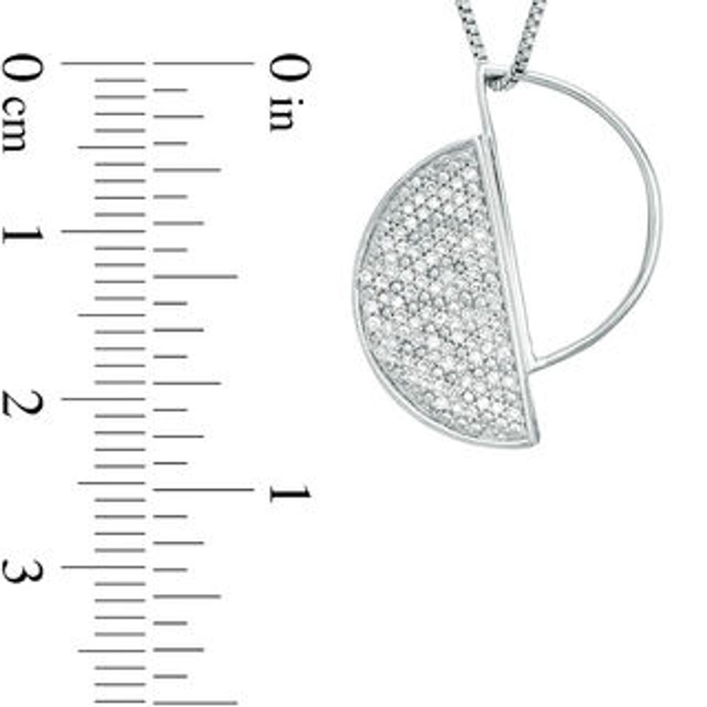 0.18 CT. T.W. Diamond Geometric Circle Pendant in Sterling Silver|Peoples Jewellers