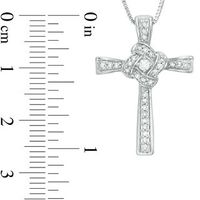 0.18 CT. T.W. Diamond Love Knot Cross Pendant in Sterling Silver|Peoples Jewellers