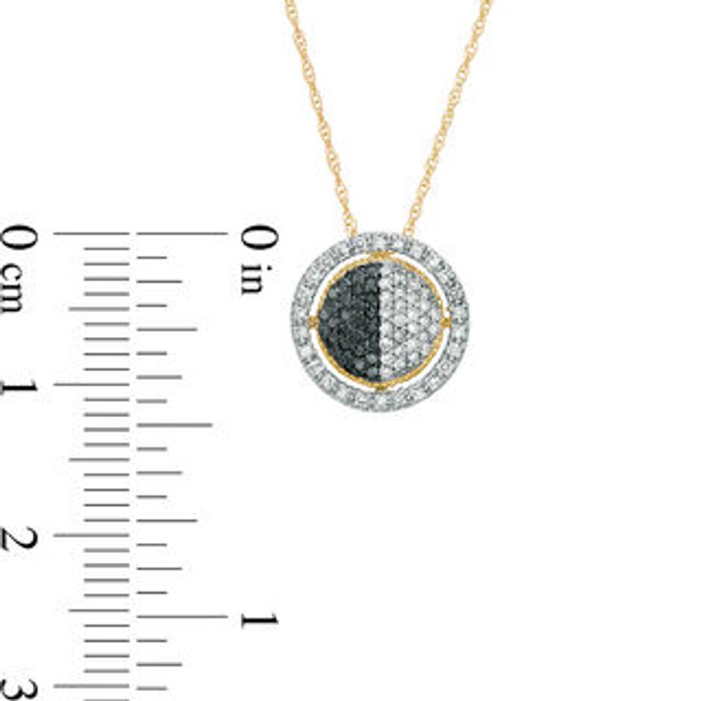 0.23 CT. T.W. Enhanced Black and White Diamond Circle Pendant in 10K Gold|Peoples Jewellers