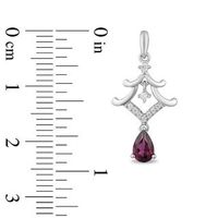 Enchanted Disney Mulan Pear-Shaped Garnet and 0.085 CT. T.W. Diamond Pagoda Drop Earrings in Sterling Silver|Peoples Jewellers