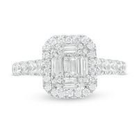 0.85 CT. T.W. Composite Baguette and Round Diamond Frame Engagement Ring in 14K White Gold|Peoples Jewellers