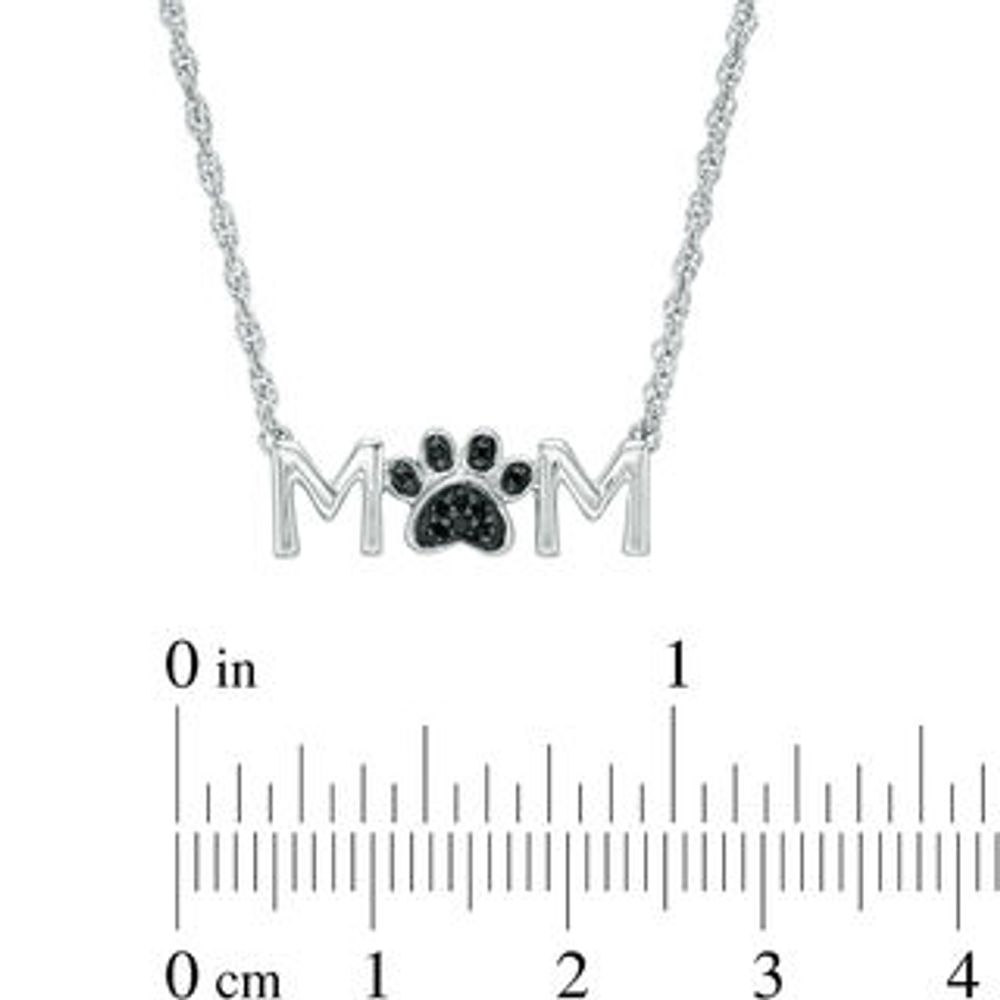 Black Diamond Accent "MOM" Paw Necklace in Sterling Silver|Peoples Jewellers