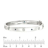 Vera Wang Love Collection  0.115 CT. T.W. Composite Diamond  and Blue Sapphire Station Bangle in Sterling Silver - 7.5"|Peoples Jewellers