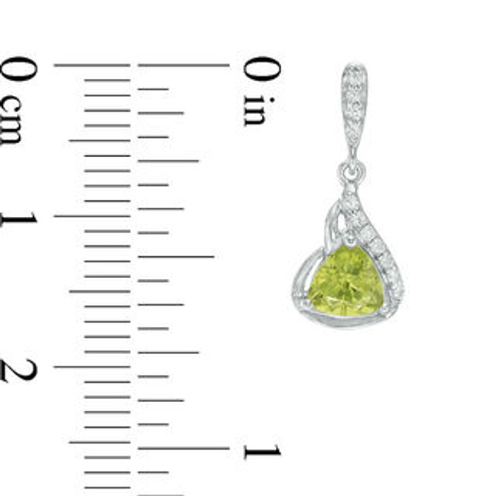 Trillion-Cut Peridot and Lab-Created White Sapphire Flame Pendant and Drop Earrings Set in Sterling Silver|Peoples Jewellers