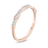 0.05 CT. T.W. Baguette and Round Diamond Station Band in 10K Rose Gold|Peoples Jewellers